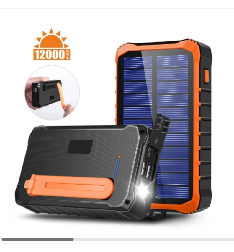 خزان طاقة قابل للشحن بالكهرباء والطاقة الشمسية والشحن اليدوي لشحن الاجهزة المحمولة☑️✨️